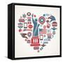 America Love - Heart-Marish-Framed Stretched Canvas