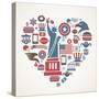 America Love - Heart-Marish-Stretched Canvas