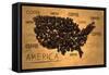 America Map Coffee Bean Producer on Old Paper-NatanaelGinting-Framed Stretched Canvas