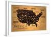 America Map Coffee Bean Producer on Old Paper-NatanaelGinting-Framed Art Print