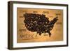 America Map Coffee Bean Producer on Old Paper-NatanaelGinting-Framed Art Print