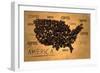 America Map Coffee Bean Producer on Old Paper-NatanaelGinting-Framed Art Print