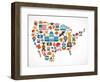 America Map With Many Icons-Marish-Framed Art Print