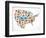 America Map With Many Icons-Marish-Framed Art Print