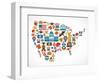 America Map With Many Icons-Marish-Framed Art Print