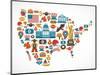 America Map With Many Icons-Marish-Mounted Art Print
