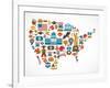 America Map With Many Icons-Marish-Framed Art Print