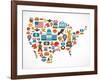 America Map With Many Icons-Marish-Framed Art Print