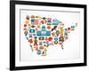 America Map With Many Icons-Marish-Framed Art Print