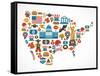 America Map With Many Icons-Marish-Framed Stretched Canvas