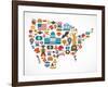 America Map With Many Icons-Marish-Framed Art Print