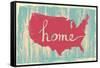 America Nostalgic Rustic Vintage State Vector Sign-one line man-Framed Stretched Canvas