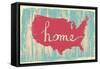 America Nostalgic Rustic Vintage State Vector Sign-one line man-Framed Stretched Canvas