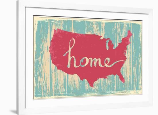 America Nostalgic Rustic Vintage State Vector Sign-one line man-Framed Art Print