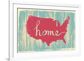 America Nostalgic Rustic Vintage State Vector Sign-one line man-Framed Art Print