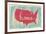 America Nostalgic Rustic Vintage State Vector Sign-one line man-Framed Art Print