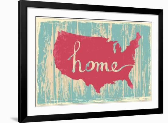 America Nostalgic Rustic Vintage State Vector Sign-one line man-Framed Art Print