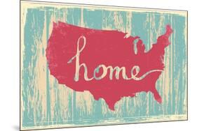 America Nostalgic Rustic Vintage State Vector Sign-one line man-Mounted Art Print