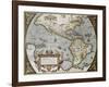 America Old Map, From Theatrum Orbis Terrarum, The First Atlas In The World-marzolino-Framed Art Print