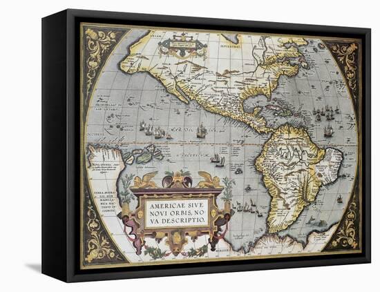 America Old Map, From Theatrum Orbis Terrarum, The First Atlas In The World-marzolino-Framed Stretched Canvas