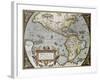 America Old Map, From Theatrum Orbis Terrarum, The First Atlas In The World-marzolino-Framed Art Print