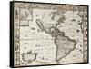 America Old Map With Greenland Insert Map. Created By John Speed. Published In London, 1627-marzolino-Framed Stretched Canvas