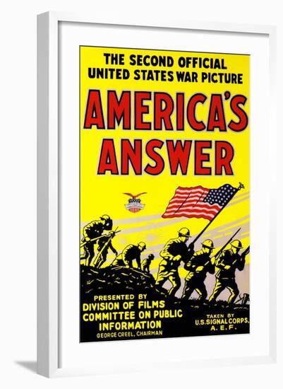 America's Answer. the Second Official United States War Picture-null-Framed Art Print