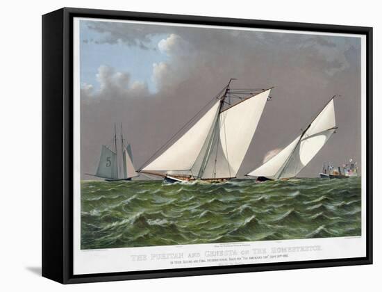 America's Cup, 1885-Currier & Ives-Framed Stretched Canvas