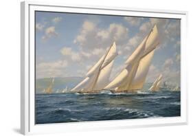 America's Cup 1901- Columbia v Shamrock II-Roy Cross-Framed Giclee Print