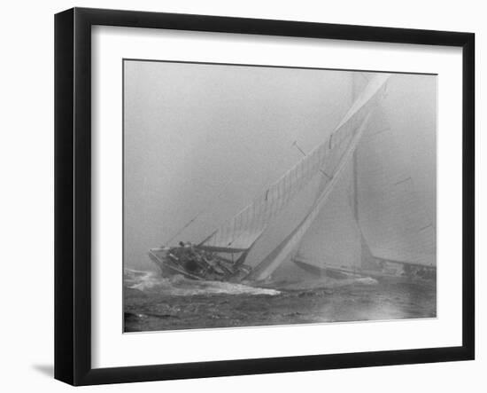 America's Cup Contenders Vim and Easterner Nearing the Turning Buoy-null-Framed Photographic Print