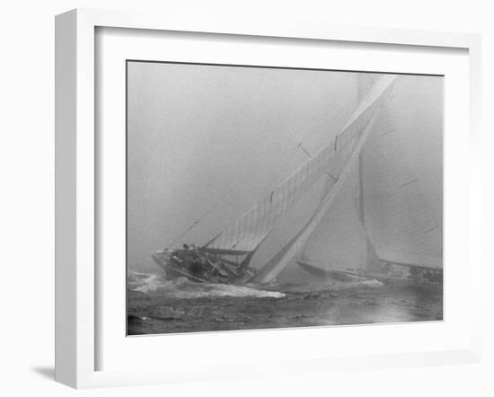 America's Cup Contenders Vim and Easterner Nearing the Turning Buoy-null-Framed Photographic Print