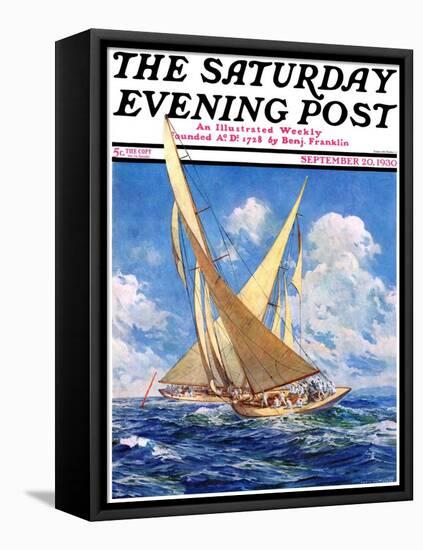 "America's Cup Race," Saturday Evening Post Cover, September 20, 1930-Anton Otto Fischer-Framed Stretched Canvas