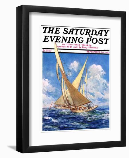 "America's Cup Race," Saturday Evening Post Cover, September 20, 1930-Anton Otto Fischer-Framed Premium Giclee Print