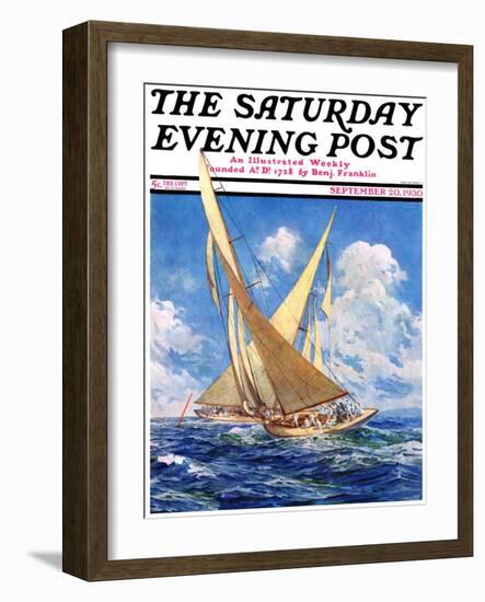 "America's Cup Race," Saturday Evening Post Cover, September 20, 1930-Anton Otto Fischer-Framed Premium Giclee Print