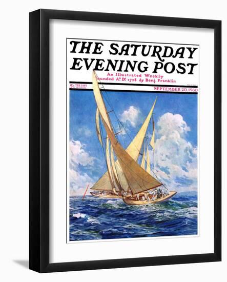 "America's Cup Race," Saturday Evening Post Cover, September 20, 1930-Anton Otto Fischer-Framed Premium Giclee Print