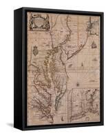 America's East Coast, 1679-Science Source-Framed Stretched Canvas