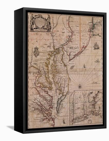 America's East Coast, 1679-Science Source-Framed Stretched Canvas