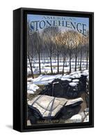 America's Stonehenge, New Hampshire - Winter-Lantern Press-Framed Stretched Canvas