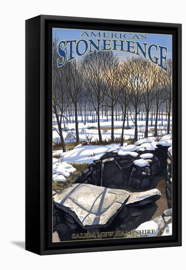 America's Stonehenge, New Hampshire - Winter-Lantern Press-Framed Stretched Canvas