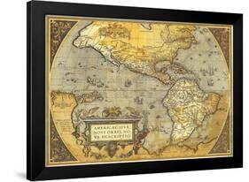 Americae Sive Nova Orbis, Bo Va Descrito- Antique Map Of The Americas-null-Framed Poster