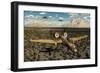 American A-10 Thunderbolts Flying in Formation over a Desert Landscape-null-Framed Premium Giclee Print