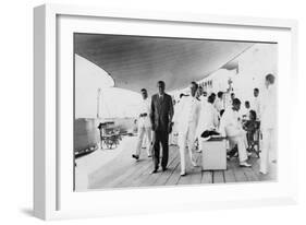 American Actor and Film Director Douglas Fairbanks, Sr on Board HMS Malaya, Venice, Italy 1938-null-Framed Giclee Print