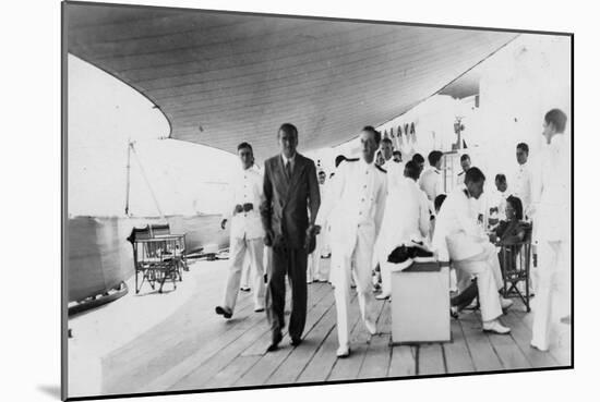 American Actor and Film Director Douglas Fairbanks, Sr on Board HMS Malaya, Venice, Italy 1938-null-Mounted Giclee Print