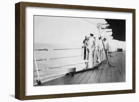 American Actor and Film Director Douglas Fairbanks, Sr on Board HMS Malaya, Venice, Italy 1938-null-Framed Giclee Print