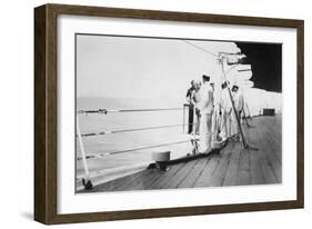 American Actor and Film Director Douglas Fairbanks, Sr on Board HMS Malaya, Venice, Italy 1938-null-Framed Giclee Print