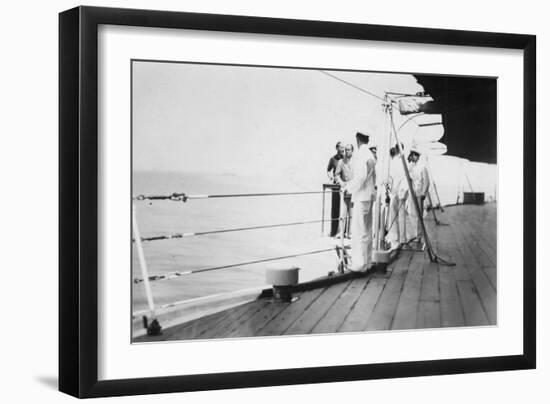 American Actor and Film Director Douglas Fairbanks, Sr on Board HMS Malaya, Venice, Italy 1938-null-Framed Giclee Print