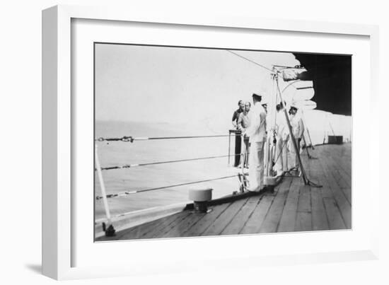 American Actor and Film Director Douglas Fairbanks, Sr on Board HMS Malaya, Venice, Italy 1938-null-Framed Giclee Print