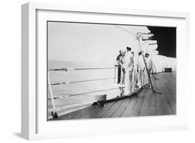 American Actor and Film Director Douglas Fairbanks, Sr on Board HMS Malaya, Venice, Italy 1938-null-Framed Giclee Print