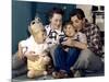 American actor Robert Mitchum woith his wife Dorothy and their sons Jim and Christopher 1947-null-Mounted Photo