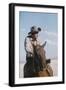 American Actor Rock Hudson on a Horse During the Filming of 'Giant', Near Marfa, Texas, 1955-Allan Grant-Framed Photographic Print